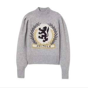 H&M x Pringle Of Scotland Mock Turtleneck Grey Logo Sweater